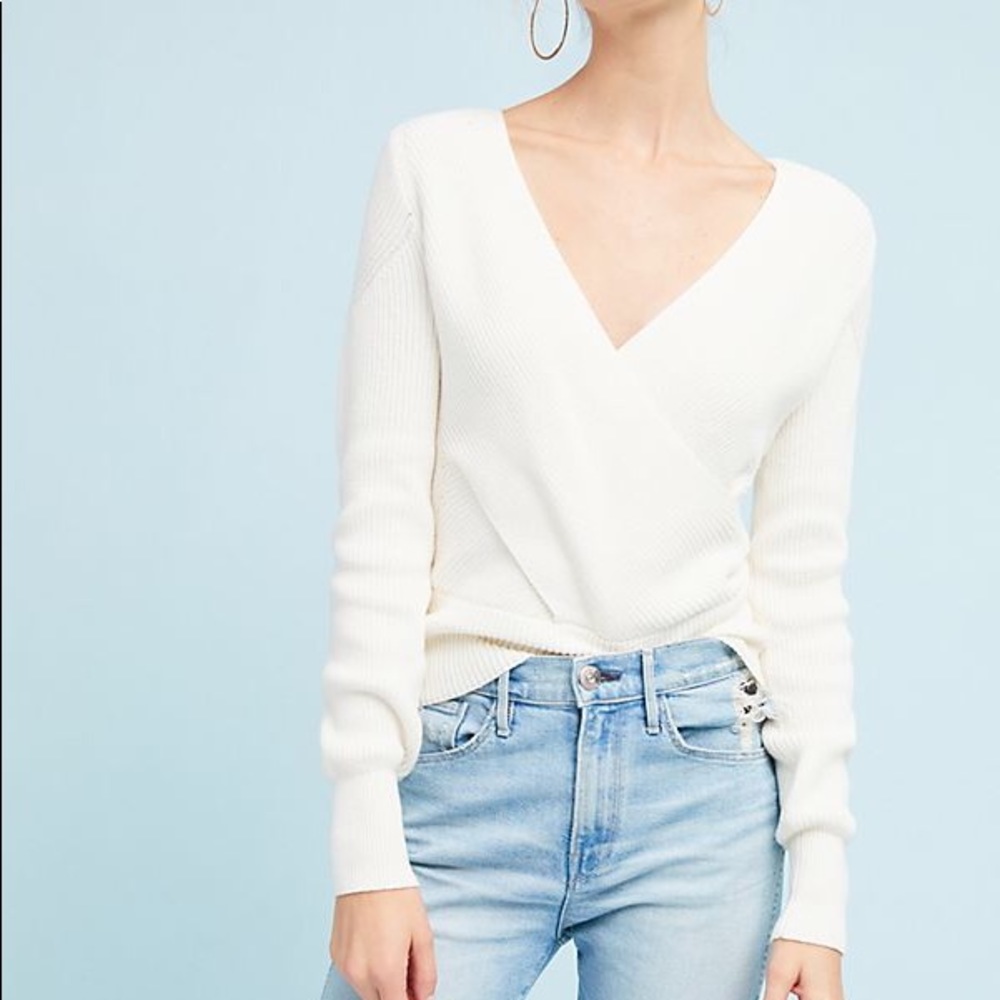 Wrapped Cream v-neck Anthropologie Moth sweater